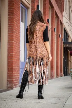 L&B Apparel Western Tooled Fringe Vest -Clothing Women's Clothing/Brgs sales store MH1689.PRINTS TOOLED LEATHER 4