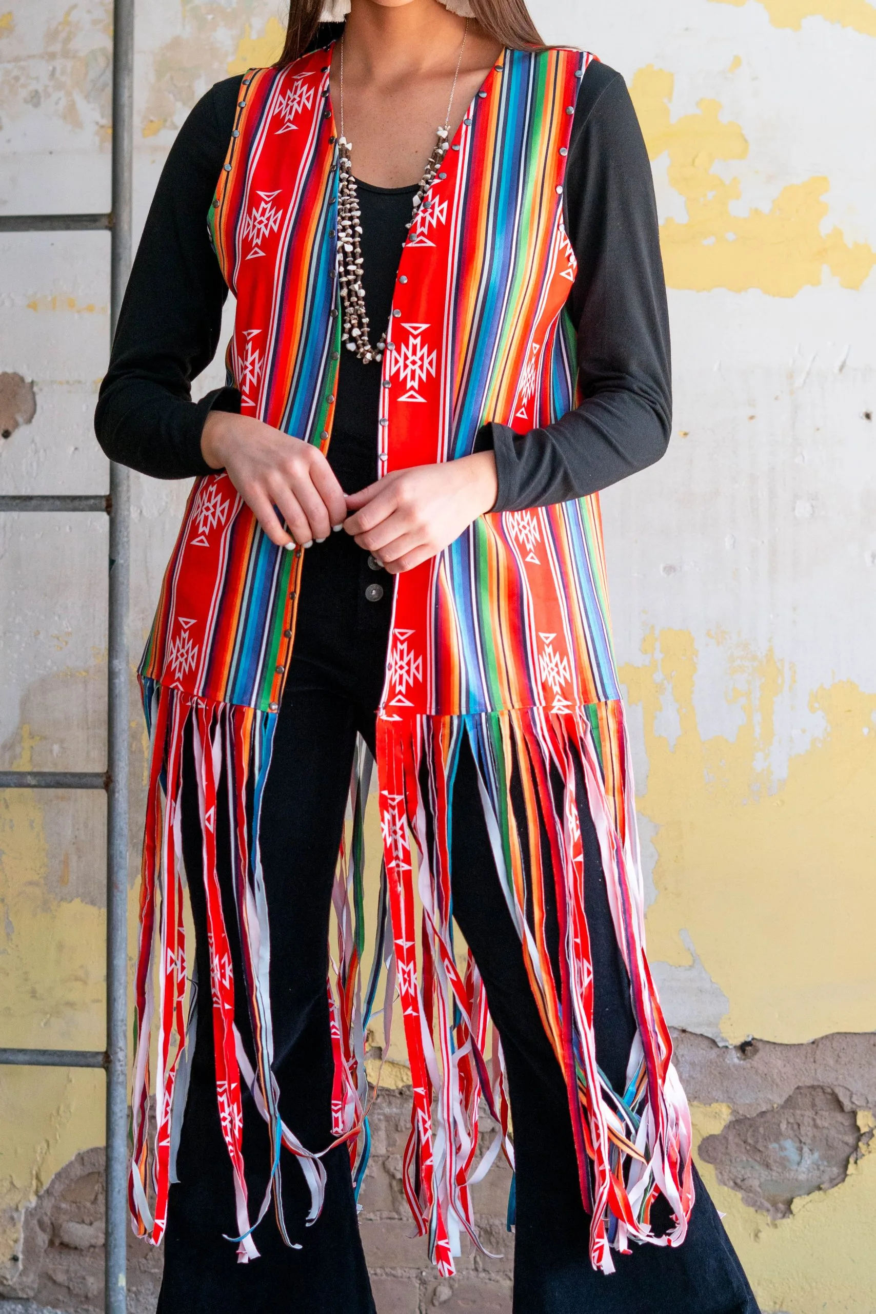L&B Apparel Red River Aztec Fringe Vest 4 L&B Apparel Red River Aztec Fringe Vest - Image 2
