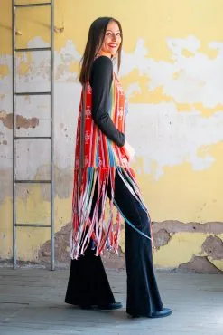 L&B Apparel Red River Aztec Fringe Vest 11 L&B Apparel Red River Aztec Fringe Vest -Clothing Women's Clothing/Brgs sales store MH1689.PRINT RED AZTEC SERAPE 5 1