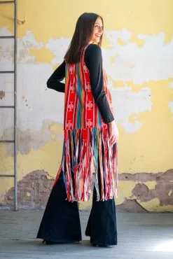 L&B Apparel Red River Aztec Fringe Vest 12 L&B Apparel Red River Aztec Fringe Vest -Clothing Women's Clothing/Brgs sales store MH1689.PRINT RED AZTEC SERAPE 6 1