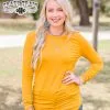 Crazy Train Apparel Pinedale Basic Long-sleeved Top Mustard -Clothing Women's Clothing/Brgs sales store PinedaleBasicLongsleeveMustard2