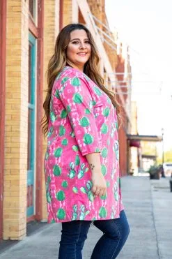L&B Apparel Hot Pink Cactus Kimono -Clothing Women's Clothing/Brgs sales store RKD200807 CTD X 3