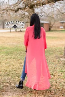 Crazy Train Clothing Crazy Train Long Coral Duster -Clothing Women's Clothing/Brgs sales store ShortRoundDusterCoral4
