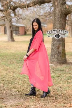Crazy Train Clothing Crazy Train Long Coral Duster -Clothing Women's Clothing/Brgs sales store ShortRoundDusterCoral5 1