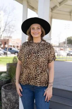 L&B Apparel Plus Size Dolman Sleeve Leopard Print Top