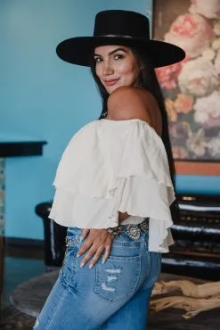 L&B Apparel Layered Off Shoulder Ruffle Top -Clothing Women's Clothing/Brgs sales store T0102 OAT 17