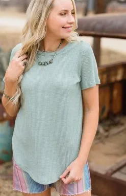 Crazy Train Clothing Vintage Solid Choice Top Sage