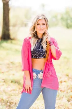 Crazy Train Clothing Crossfire Kimono Pink
