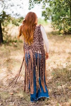 Bibi Leopard Fringe Duster 8 Bibi Leopard Fringe Duster -Clothing Women's Clothing/Brgs sales store WesternSoul107 1 1