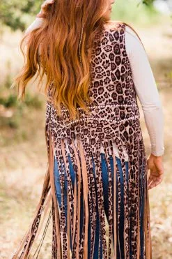 Bibi Leopard Fringe Duster 9 Bibi Leopard Fringe Duster -Clothing Women's Clothing/Brgs sales store WesternSoul107 1 2