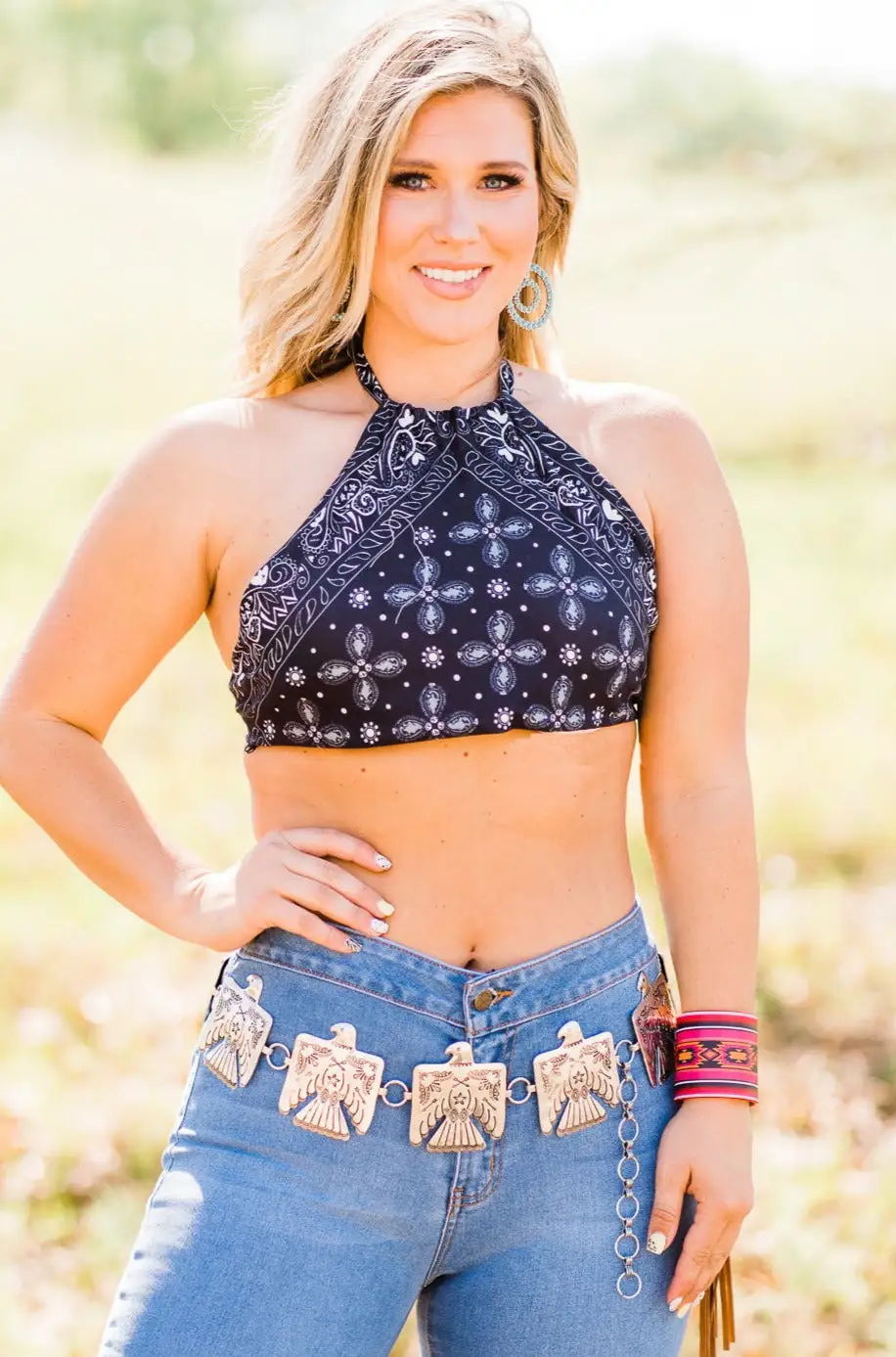 L&B Apparel Wild West Black Bandana Crop Top 3 L&B Apparel Wild West Black Bandana Crop Top