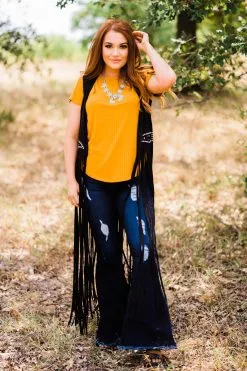 Bibi Western Black Fringe Duster