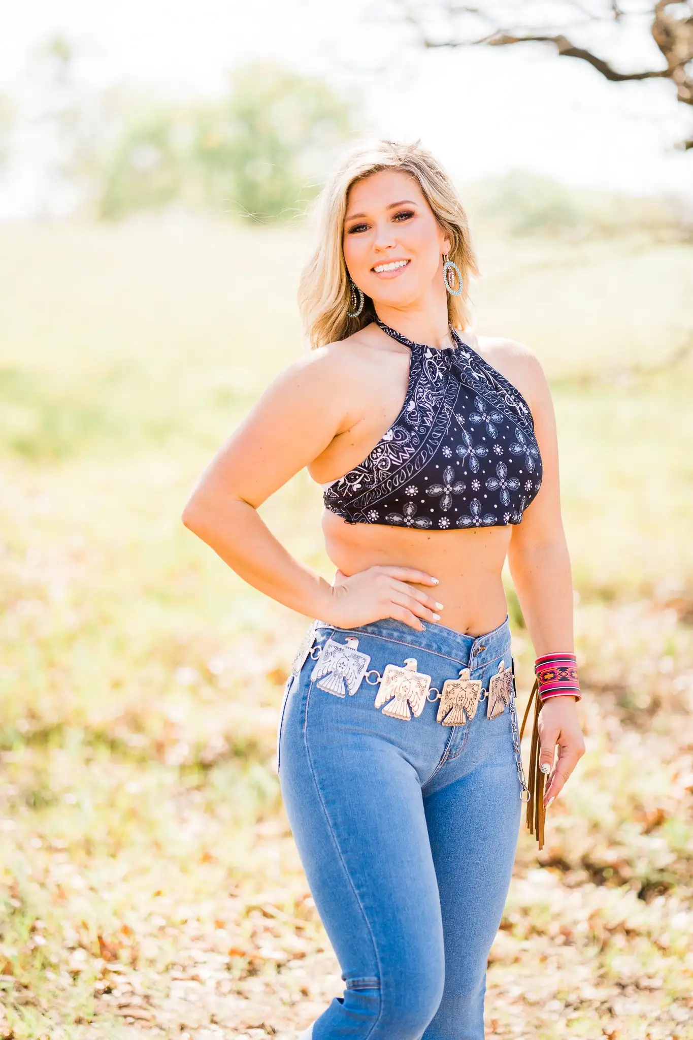 L&B Apparel Wild West Black Bandana Crop Top 6 L&B Apparel Wild West Black Bandana Crop Top - Image 4