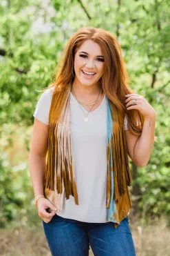 T-Party Western Tie Dye Fringe Vest