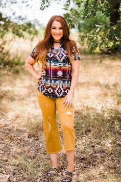 TURQUOISE HAVEN Distressed Mustard Cropped Jeans 9 TURQUOISE HAVEN Distressed Mustard Cropped Jeans -Clothing Women's Clothing/Brgs sales store WesternSoul142 1