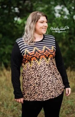 Southern Stitch Leopard And Stripes Top