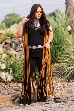 Bibi Star Studded Fringe Duster Camel