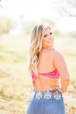 L&B Apparel Wild West Pink Bandana Crop Top -Clothing Women's Clothing/Brgs sales store WesternSoul75 2