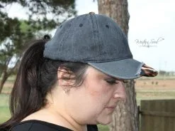 Western Soul Distressed Leopard Cap -Clothing Women's Clothing/Brgs sales store black distress cap side2