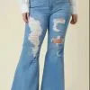 Vibrant MIU Plus Size High Rise Distressed Jeans Medium Wash