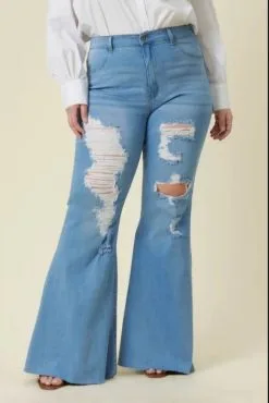 Vibrant MIU Plus Size High Rise Distressed Jeans Medium Wash