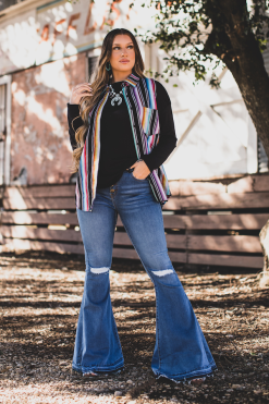 L&B Apparel Erica Button Fly Flare Jeans