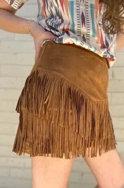 Sterling Kreek Fort Worth Fringe Skirt Brown