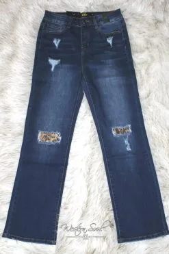 L&B Apparel Leopard Patch Boyfriend Jeans -Clothing Women's Clothing/Brgs sales store marilynleopardpatchboyfriendjeans